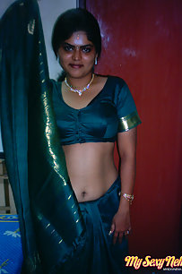Neha bhabhi in traditional green saree stripping naked