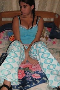 indian in sexy pajamas giving kisses on camera