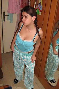 indian in sexy pajamas giving kisses on camera