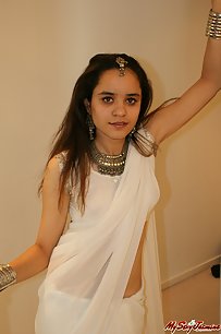 Sexy Jasmine Indian Babe In White Sari