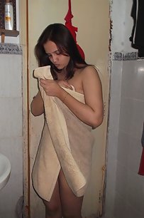 Horny Sonia getting ready for wedding party in toilet naked