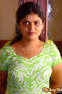 Neha bhabhi in green and yellow Indian shalwar suit