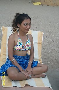 Pakistani girl on beach in bikini
