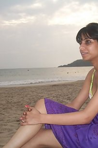Pakistani girl on beach in bikini