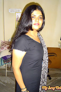 Amateur Neha bhabhi in sexy black Indian shalwar suit stripping