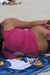 Sexy pakistani girl on beach in bikini
