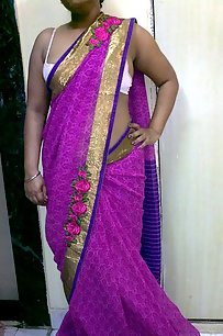 indian homemaker stripping her traditional indian outfits