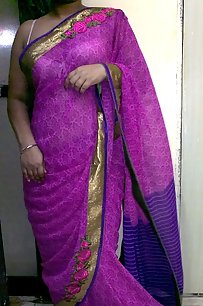 indian homemaker stripping her traditional indian outfits