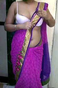 indian homemaker stripping her traditional indian outfits