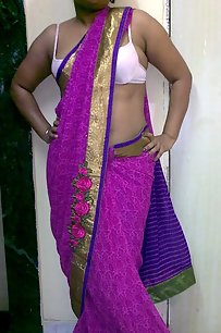 indian homemaker stripping her traditional indian outfits