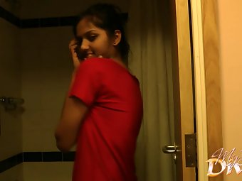 Divya taking early morning shower shaking her curvy ass