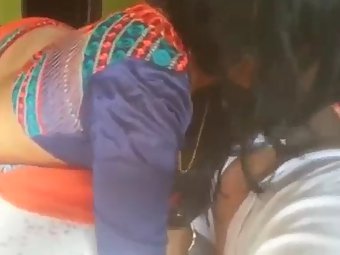 Indian Housewife Seducing Husband Giving Blowjob In Sari