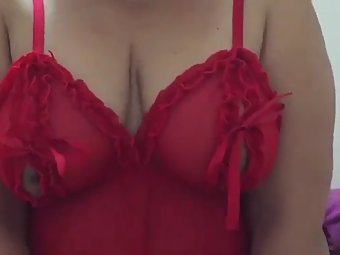 Indian MILF In Red Lingerie Strip Naked For Sex